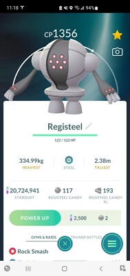 Pokemon Level 40 Registeel With 2nd Move (PvP Beast)