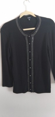 Rafaella Womens 100% Cotton Button Long Sleeved Sweater Sz Lg Black