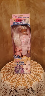 90s Totsy 11.5  Doll Sandi And Her Teddy Pink  Bear Poseable NRFOB