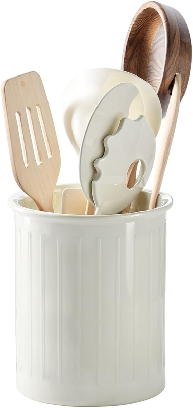 Ceramic Cutlery Holder for Kitchen, Utensil Holder Ceramic, Relief Utensil Pot,