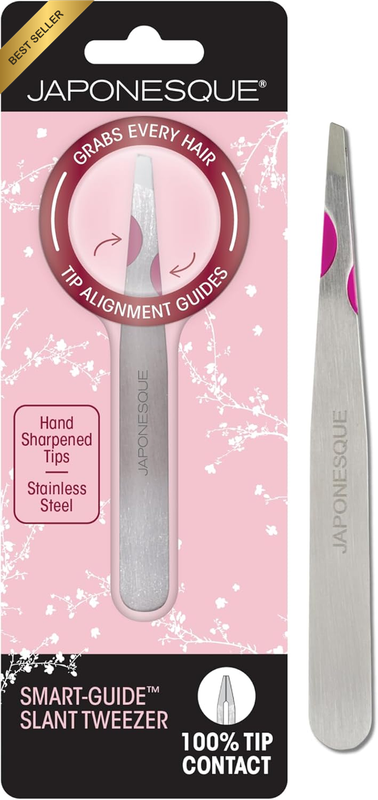 Smart Guide Slant Tweezers – Precision Eyebrow Plucking Tool with Slant Tip, Sta
