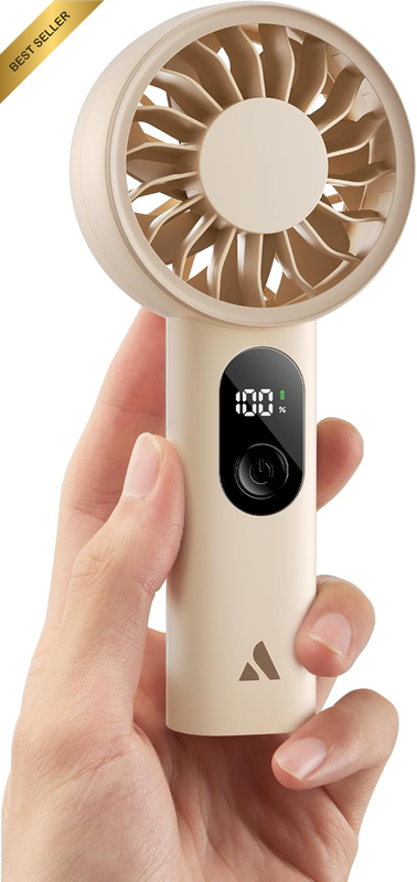 Lightweight Portable Handheld Fan with LED Display - 5 Speeds, 10H Cooling Time