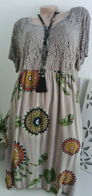 Damenkleid Sommerkleid Strandkleid Netzarm Batik Mint Candy Gr  50 52 Italy