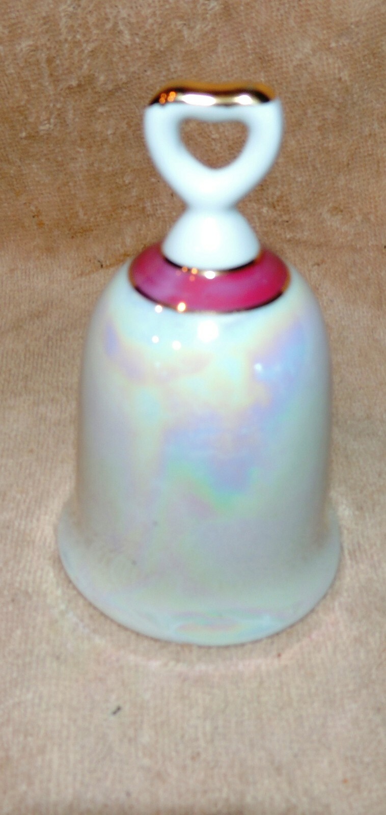 Collectible Decorative Iridescent  Ceramic Florida Bell Pink Flowers Gold Trim