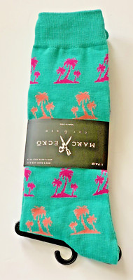 Tropical Island Beach Socks Marc Ecko Casual Novelty Crew Green Palm Tree New