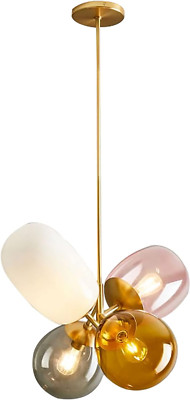 Lighting Modern Colorful Pendant Light Gold Globe Pendant Lighting Stained Glass