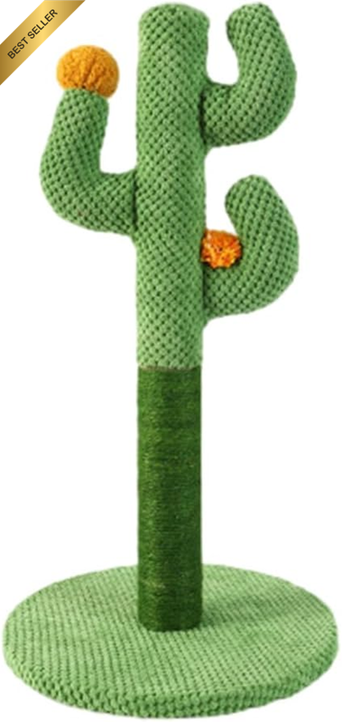 Cactus Cat Scratching Post with Sisal Rope and Corduroy – Vertical Climbing Toy