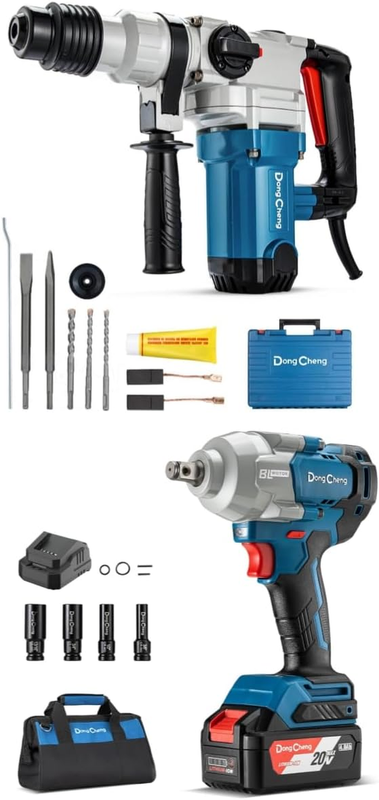 Dongcheng 1-1/8 Inch Rotary Hammer and 20V Impact Wrench