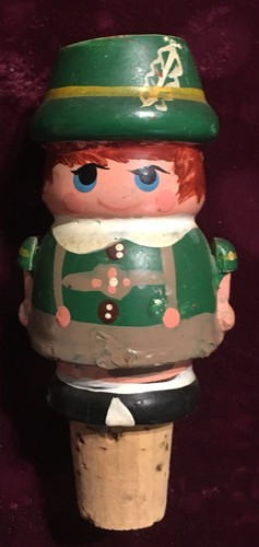 Carved Wooden Figural 3 Pc. Bar Set • Corkscrew, Cork, & Bottle Opener •Germany?