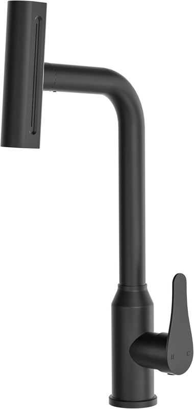 Waterfall Starry Black Kitchen Tap, 360° Swivel Kitchen Sink Taps with Pull Out 