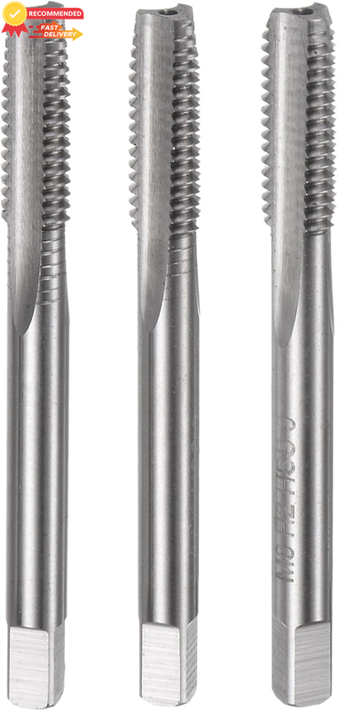 M8 X 1.25 Metric Tap Set 3Pcs, HSS Hand Taps, Taper/Plug/Bottom Threading Tools