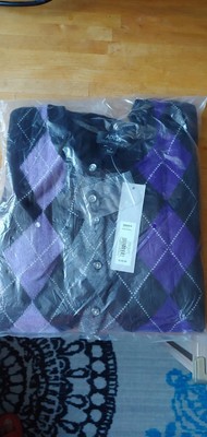 APT.9 women's cardigan sweater black argyle pattern 100% cashmere size S
