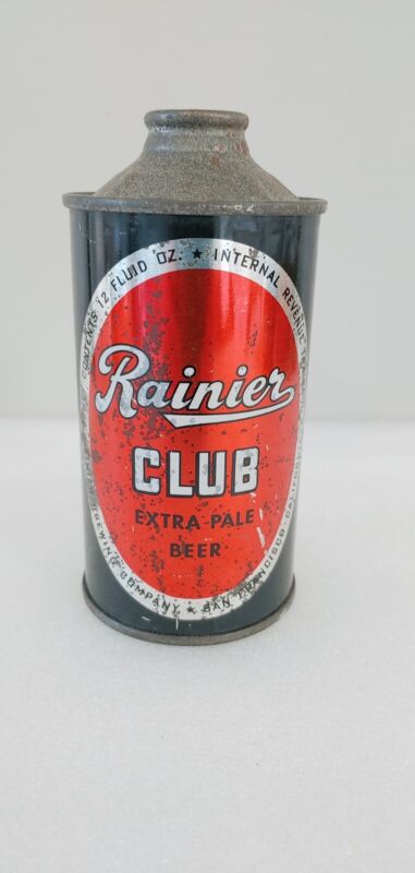 Vintage Rainier Club Extra Pale IRTP San Francisco Cone Top Beer Can