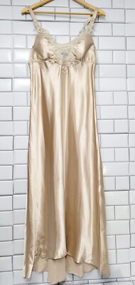 FLORA BY FLORA  NIKROOZ Stella Satin Venise Trim Lingerie Nightgown  Adjustable