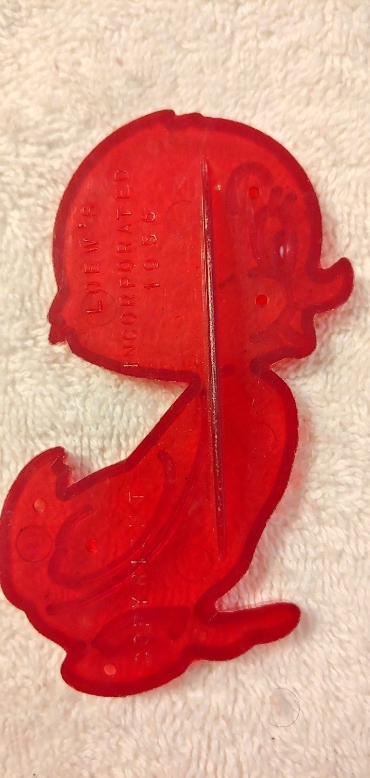 Quacker Duck © Loew's Incorporated 1956 Red Hard Plastic Cookie Cutter