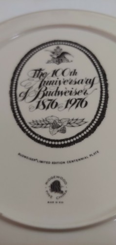 RARE 1976 ANHEUSER-BUSCH  / BUDWEISER 100TH. ANNIVERSARY PLATE- 1876 - 1976