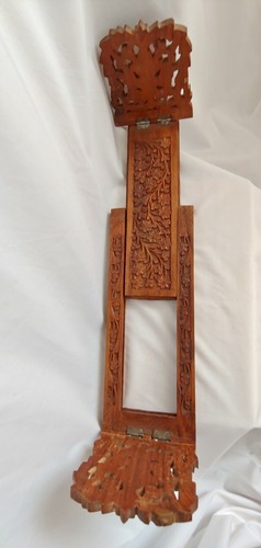 India Teak Carved Adjustable Book Holder
