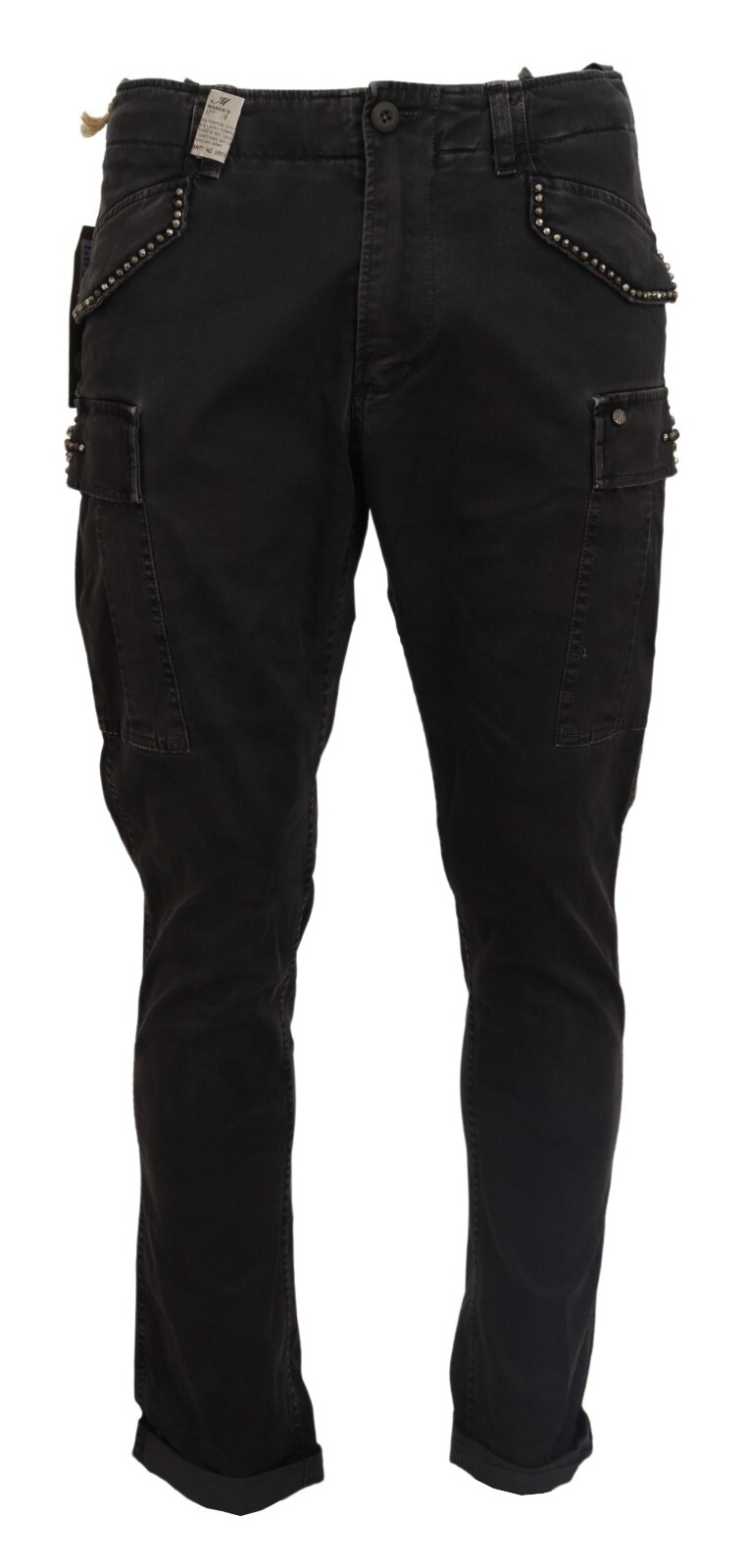 

MASONS Pants Черные хлопковые брюки-карго стрейч с украшением IT50/W36/L 260 долларов США, Черный