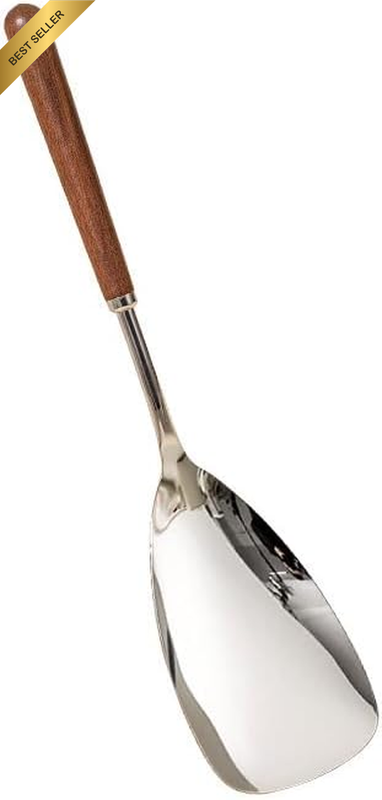 Multifunction Cooking Spoon Stainless Steel with Heat Resistant Wooden Handle,Ri