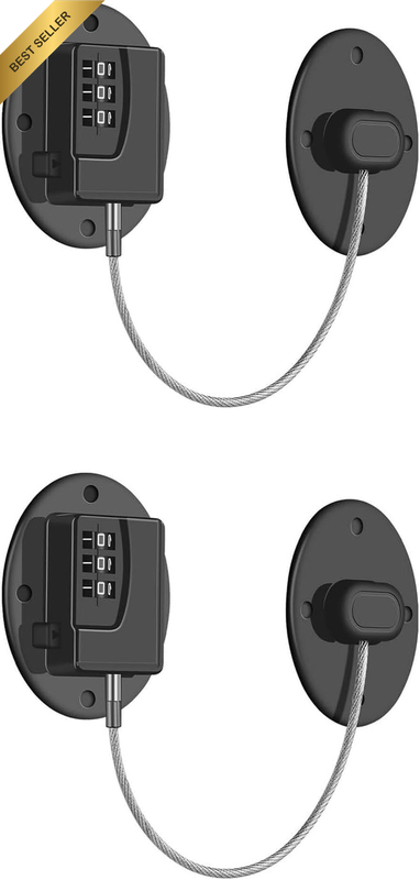 2 Pack Adhesive Fridge Lock for Child Safety, No Drill Cabinet and Drawer Lock w