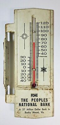 The Peoples National Bank Advertising Thermometer Vintage Rocky Mount, VA