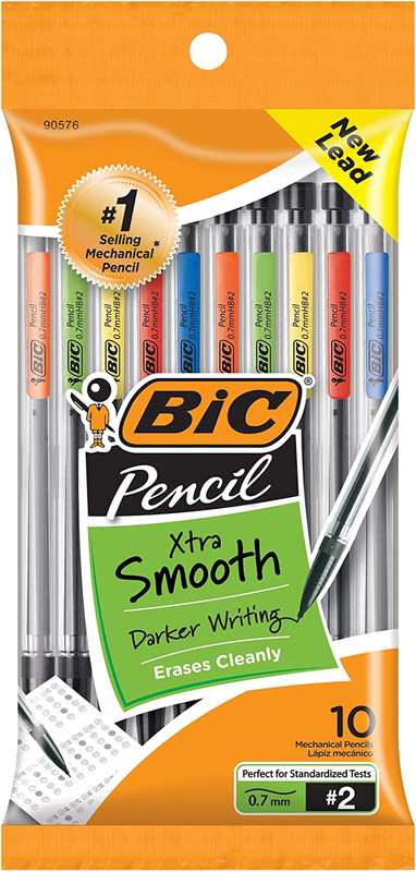 BIC Smooth Mechanical Pencils with Erasers, Medium Point (0.7Mm), 10-Count Pack
