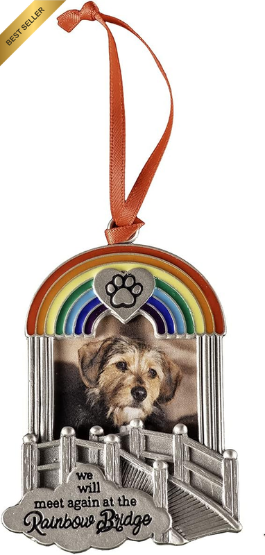 Rainbow Bridge Pet Memorial Photo Ornament, Memorial Christmas Ornament for Dogs