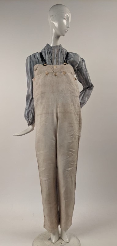 RARE REGENCY 1810 1820 MEN'S BROAD FALL FRONT HAND SEWN LINEN