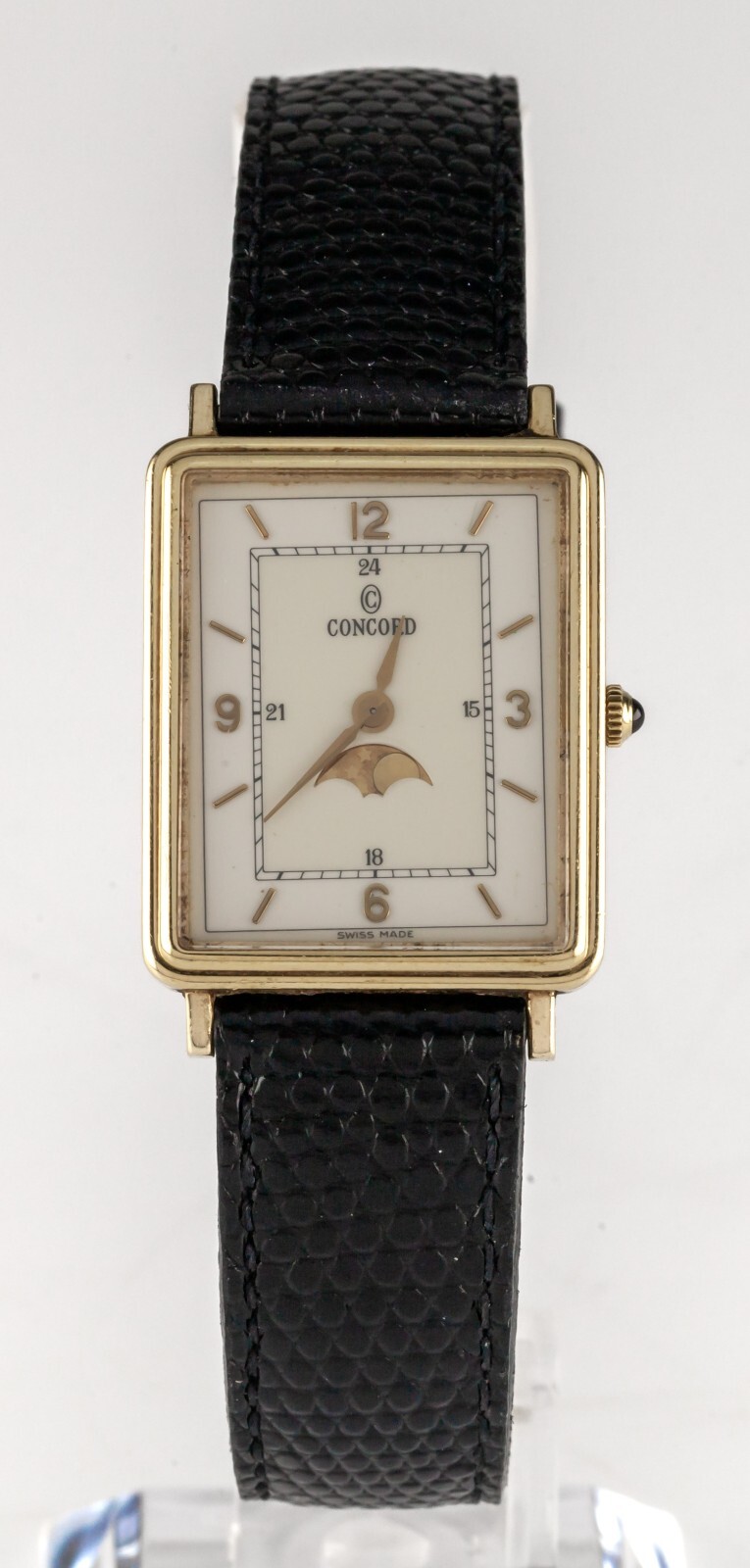 Concord 14k Yellow Gold Moonphase Quartz Tank Watch w