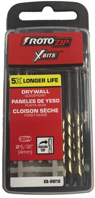 X-Bits for Drywall Routers and Roto Tools - 5/32 Guide-Point Cutout Bits (10-Pa