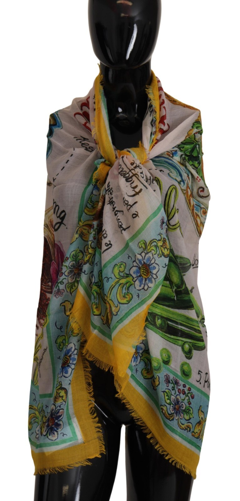

DOLCE - GABBANA Шарф Разноцветный сицилийский платок с запахом на шею 140см x 140см 750долл. США, Multicolor