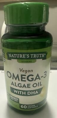 Omega 3 Algae Oil | 60 Softgels | With DHA | Vegan, Non-GMO | by Nature's Truth