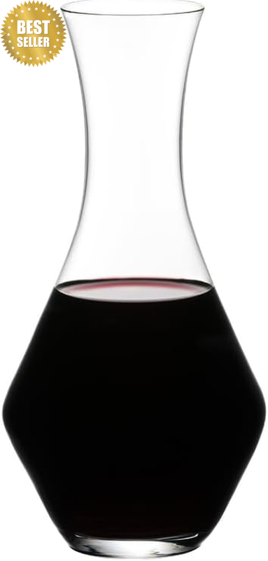 Merlot Crystal Glass Decanter, Clear – Elegant Compact Design for Single Bottle
