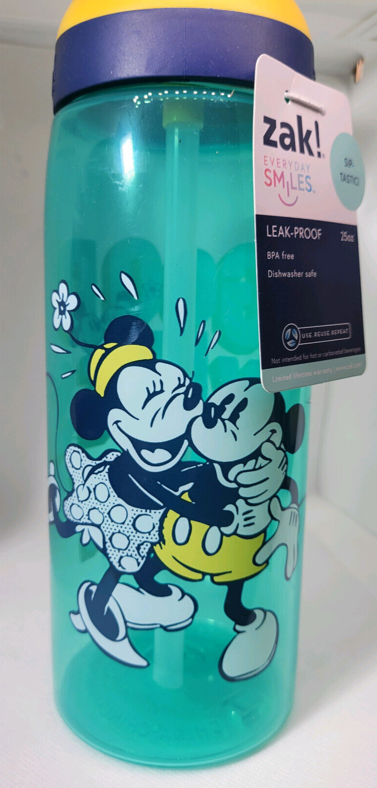 Zak! Designs Disney Mickey & Minnie  25oz Aqua Water Bottle 
