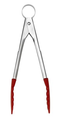 0065506785059 Mini Tongs, Stainless Steel, Silver, 7'', Red