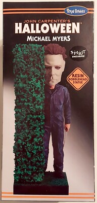 SPIRIT HALLOWEEN ROYAL BOBBLES HALLOWEEN MICHAEL MYERS RESIN BOBBLEHEAD STATUE 