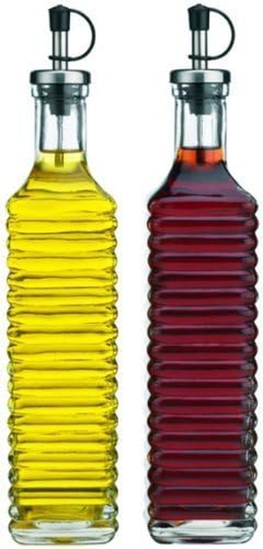 And Vinegar Dispenser Cruet Bottle Pourer Spout 16 Oz Set Of