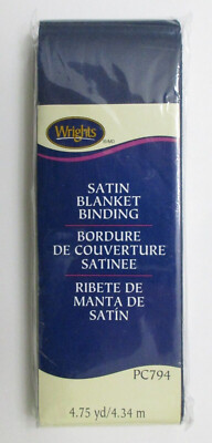 NEW Wrights NAVY BLUE 100% Polyester Satin Blanket Binding PC794 - 4 3/4 yds