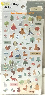 GAIA Tiny Collage Washi Sticker Forest Girl Animal Bear Rabbit 2023 MADE JAPAN