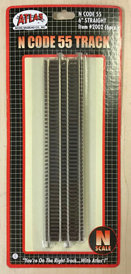 Atlas #2002 N-scale Code 55 6-inch Straight track (6 pk)