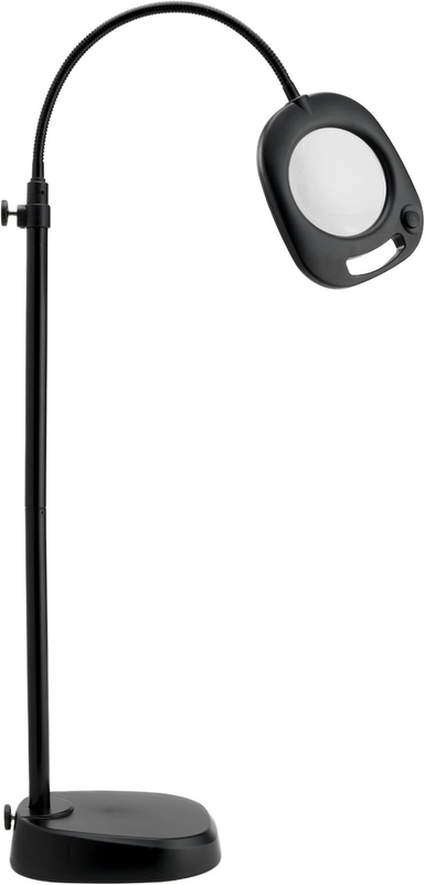 Company LED Floor Lamp and Table Lamp, Standing Lamp for Living Room, Bedroom, Salon, Office, Touch Control, Flexible Arm, Sleek Design, Multipurpose, Magnifier Lamp, Black