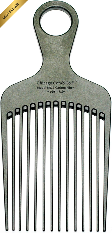 Model 7 Carbon Fiber Pick Comb, Long Thick Curly & Afro Hair Styles, 15 Centimet