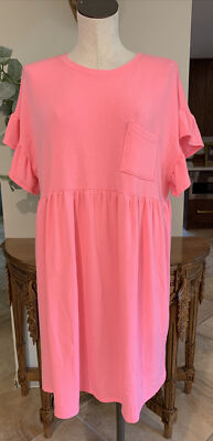 cherish women s medium pink short sleeve boxy Oversized shift dress W