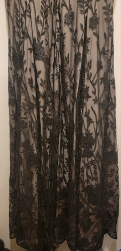 Pre-owned Karl Lagerfeld Paris Women's Illusion A-line Embroidered Gown Black Sz 16