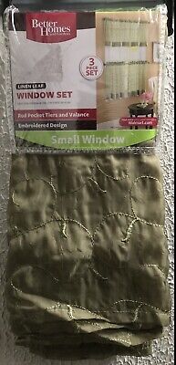 Better Homes & Garden 3 Pc Small Window Rod Pockets Tiers & Valance Green