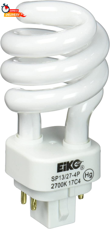 Eiko SP13/27-4P Model Compact Fluorescent Light Bulb (2-Pack), 13 Watts, G24Q-1