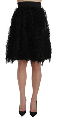

DOLCE - GABBANA Юбка мини-трапеция металлик с бахромой, черная IT40/US6/S Рекомендуемая розничная цена 1000 долларов США, Черный
