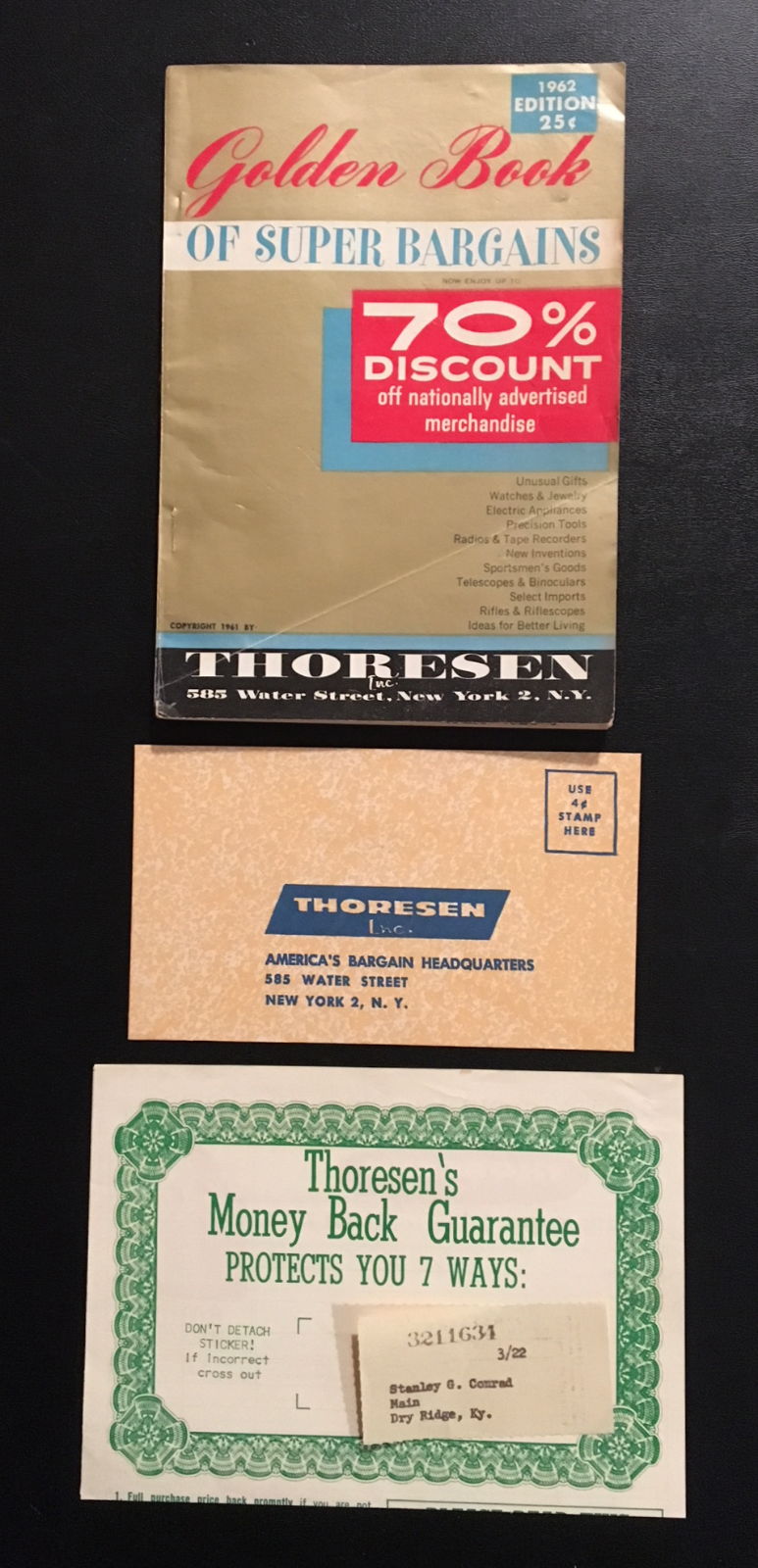 1962 Thoresen Catalog Golden Book of Super Bargains – New York, N .Y