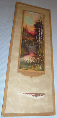 Cabin, Birch Trees, Creek ''The Rustic Bridge'' Sample Calendar Print 1925