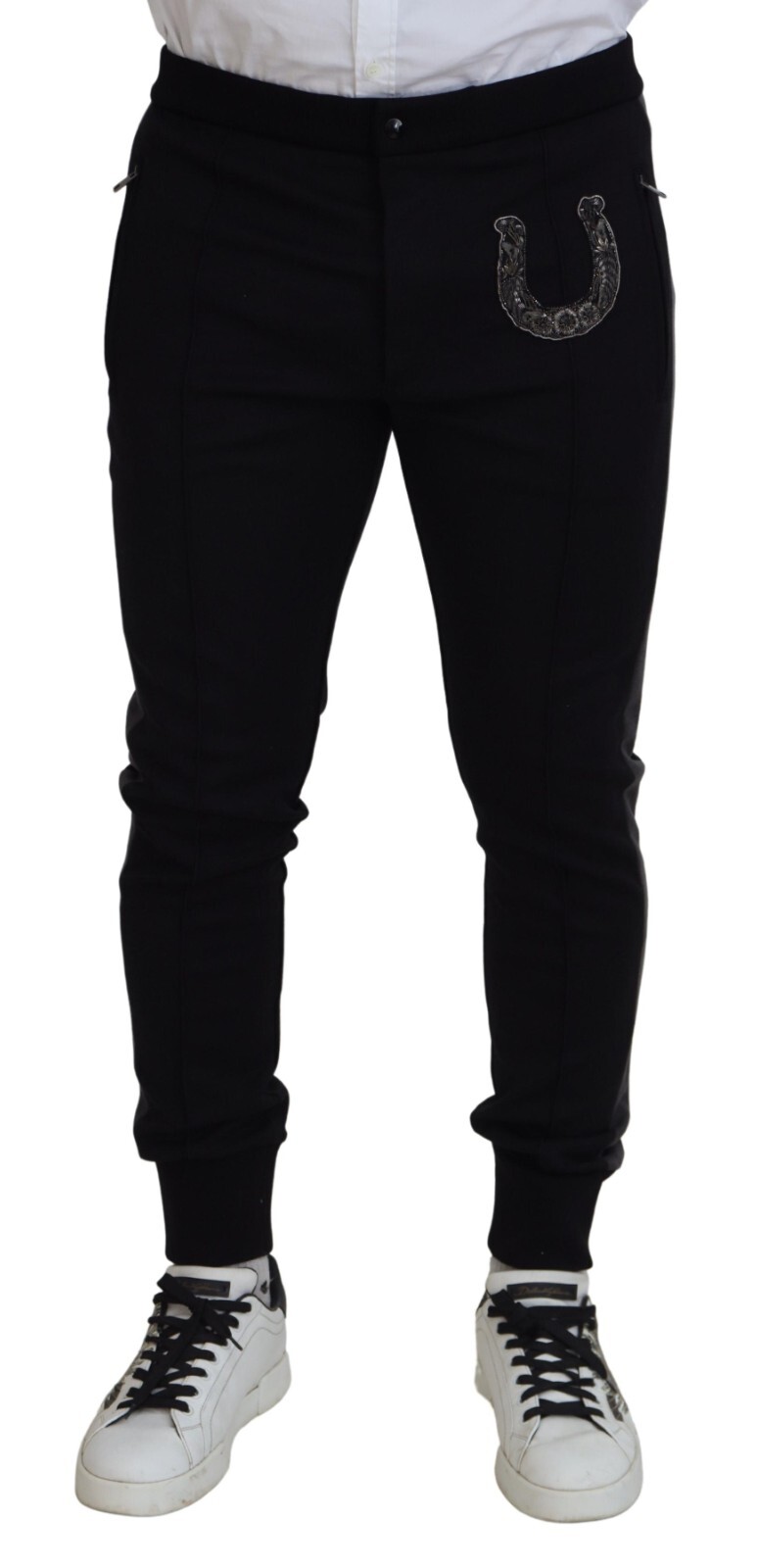 パンツ DOLCE & GABBANA Graphite Wool Pant Stretch wool straight-leg pants in Black for Men